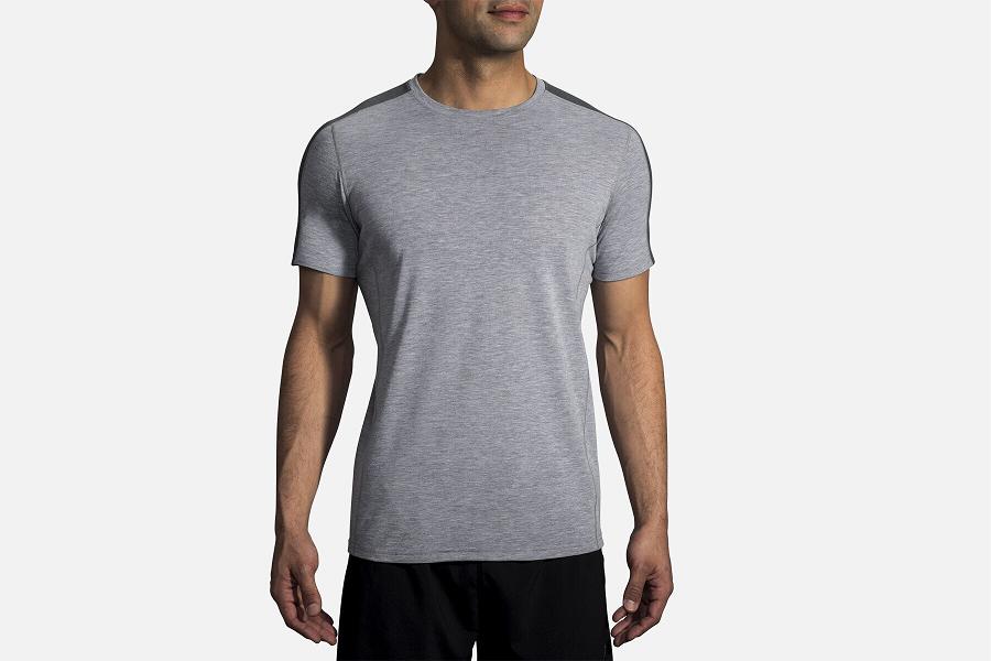 Brooks Distance Men Sport Clothes & Running Shirt Grey JUA871543